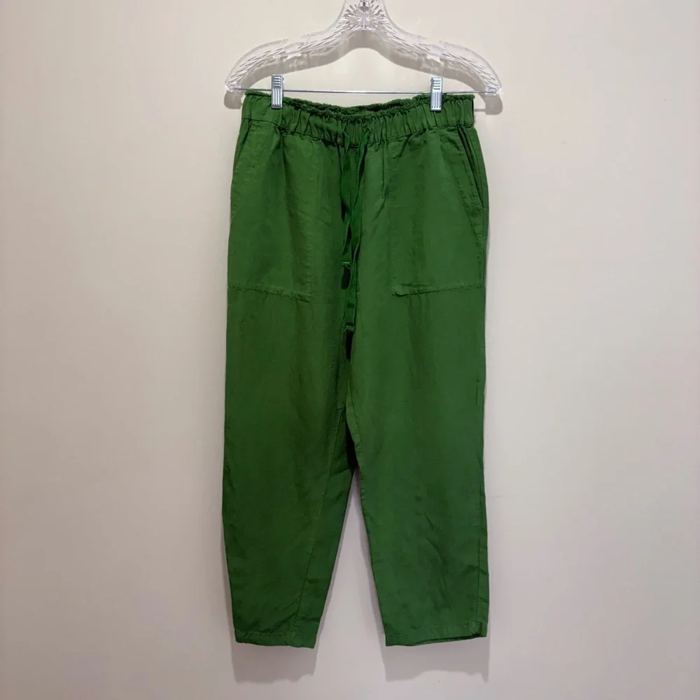 Zara Linen Blend Stretch Waist Pants